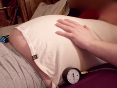 Repeatedly inflating my belly with air for ultimate pleasure