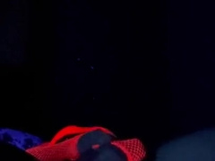 Pinkish sissy in black light rails bad dragon