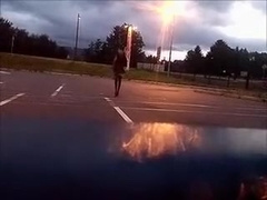 Upskirt walking CD slut challenge