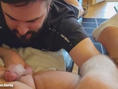 First-time gay blowjob and hairy gay experience for Swiss straight hunk