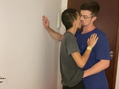 The delivery man asked to use the douche and came back with a rigid-on.