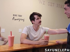 Amone Bane fucks regulars Jonah Wheeler and Dakota Lovell in his cafe