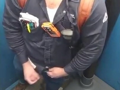 Worker Bear Jerks Off & Cum in Porty Potty at Work 3