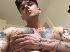 Watch me pump up and get oily while I stroke my cock