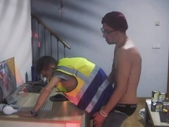 Young straight guy gets drilled by horny construction worker
