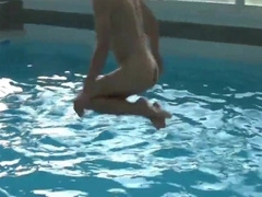 Four men at swimming pool 5