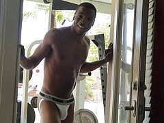 Gay studs enjoy black cock in hot blowjob and hand job action