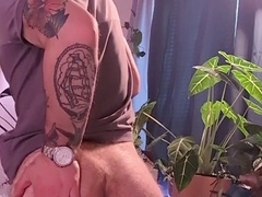 Worshiping the heavenly skies and stroking a throbbing shaft