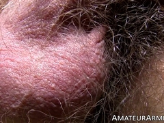 Bearded William Crowns cock squirts its cum on his hairy chest