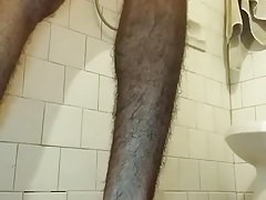 Showing my hairy ass in the shower