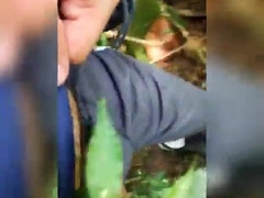 Ambling around the park with his bone out of his cutoffs.