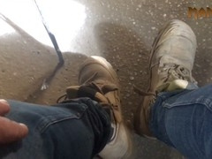 Massive cum-filled work socks - soaked all day in jizz - series on cum-soaked sock soles - manly foot