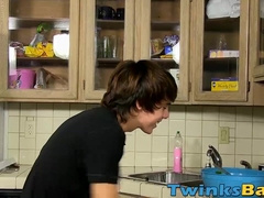 Kyler Moss takes a spin on Robbies cock in the kitchen