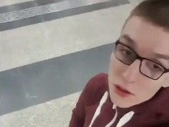 He jerks and cums in a entrance hall 3