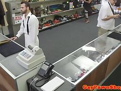 Pawnshop gay rides cock for extra cash