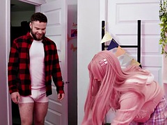 HETEROFLEXIBLE - Femboy Cyrus Stark rips her pantyhose to ride her roommate Marcus McNeils big cock