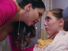 Forbidden Bathroom Passion Ignites with Latina Brunette's Sensual Charm