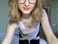Amateur, Nana, Mignonne, Érotique, Lunettes, Solo, Adolescente, Webcam
