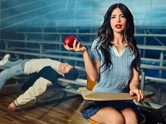 18, デカチン, デカパイ, フェラチオ, 茶髪の, バック, 女子高生, ティーン