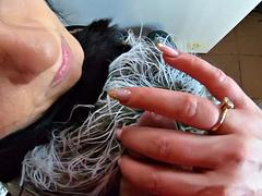 Deep-throat, cum play and camel-toe- leather and fur fetih by The bad guy: Porn