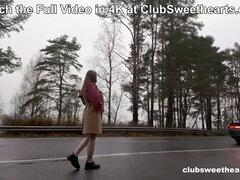 Shy Miss Sunset repays ride with sloppy car blowjob at ClubSweethearts