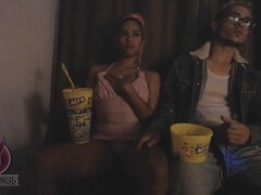 Public cinema sex adventure with multiple cumshots featuring Ann Rides