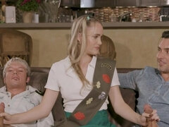 Athena Fleurs receives a double facial after the MFM