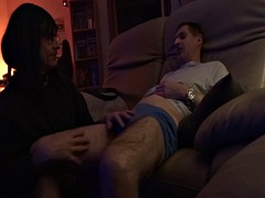 Jerking him off makes him come so hard and gave me a lot cum to swallow