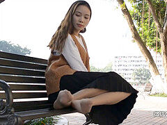 nice Chinese Teen Public Nylon soles taunt