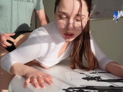 Amateur, Mamada, Corrida, Polla, Gafas, Sexo duro, Afeitado, Flaco