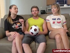 Heated strip soccer match where the losers face a fun punishment