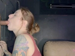 素人, アメリカ人, デカチン, フェラチオ, のぞき穴, 小柄, 赤毛