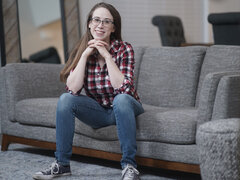 Pink nipple nerdy brunette receives an interracial facial cumshot