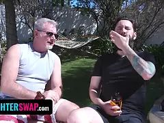 Grubby step-dads teach virgin bisex teen step daughters all about xxx with a real sausage