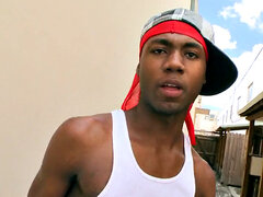 Outdoor Black thug assfucked by white top for cash