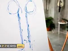 Robbin Banx & mj fresh are attending a sip & paint class but they can't get their eyes off the model's pecker - brazzers