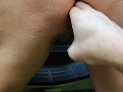 Wife fucks trailer hitch to squirt