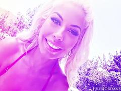 美女, デカパイ, フェラチオ, 茶髪の, イく瞬間, ハードコア, ハメ撮り, オッパイの