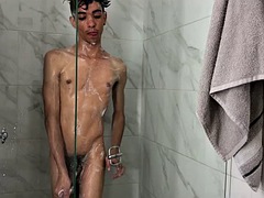 INCREDIBLE AND GIFTED Venezuelan boy returns to show us his huge cock in the bathroom