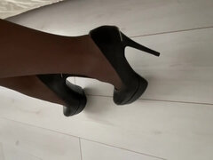 Britannique, Brunette brune, Hd, Talons, Masturbation, Maîtresse, Collant, Chaussures