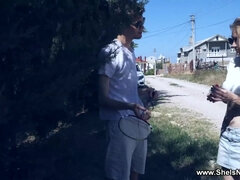 デカパイ, フェラチオ, 茶髪の, イく瞬間, ヨーロピアン, キス, 下着, 剃毛