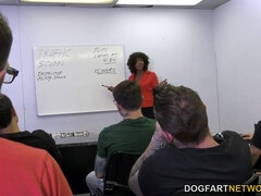 Misty Stone gives head to 10 guys until they cum