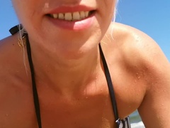 Amateur Outdoor Risky Blowjob on Public Beach. Another day in Paradise
