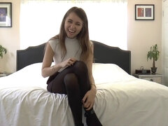 セレブ, オナニー, 穴開きパンティ, 小柄, ストッキング, ティーン