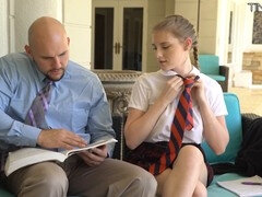 Naughty spinner Melody Marks gets wild with a huge dick during study time