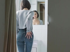 美女, デカパイ, 茶髪の, 指いじり, Hd, 下着, 一人, ヒモパン