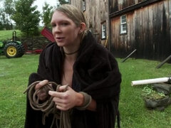 デカパイ, ボンデージ, 茶髪の, 指いじり, マスク, アウトドア, 公共, 赤毛