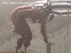 Plage, Beauté, Brunette brune, Classique, Gorge profonde, Queue, De plein air, Voyeur