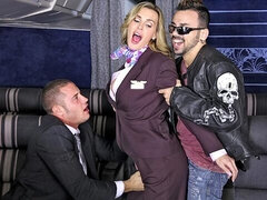 Two men fucked awesome stewardesses Tanya Tate and Veronica Avluv