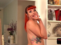 Horny redhead voyeur watching XXX